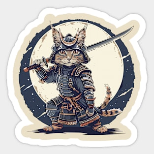 Ancient Ninja Cat Japanese Kitten Katana Cat Samurai Cat Sticker